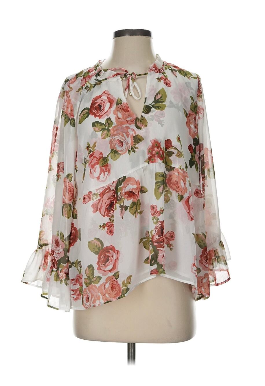 Show Me Your Mumu SZ S 3/4 Sleeve Whimsical Floral Flower Blouse